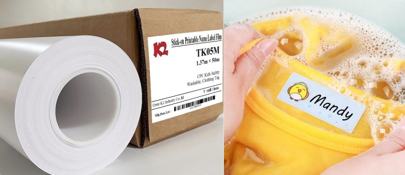 Tvättbart klädetikettmaterial för vårdetiketter